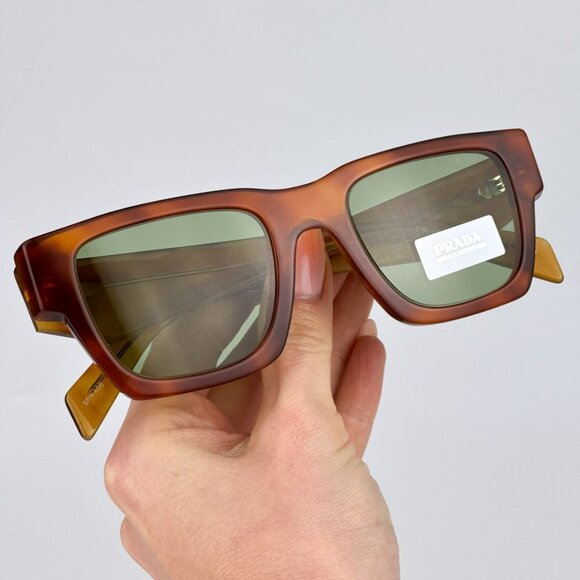 Prada PRA06S 11P60C BRAND NEW Sunglasses Cognac Tortoise Green Square Unisex - Picture 5 of 12
